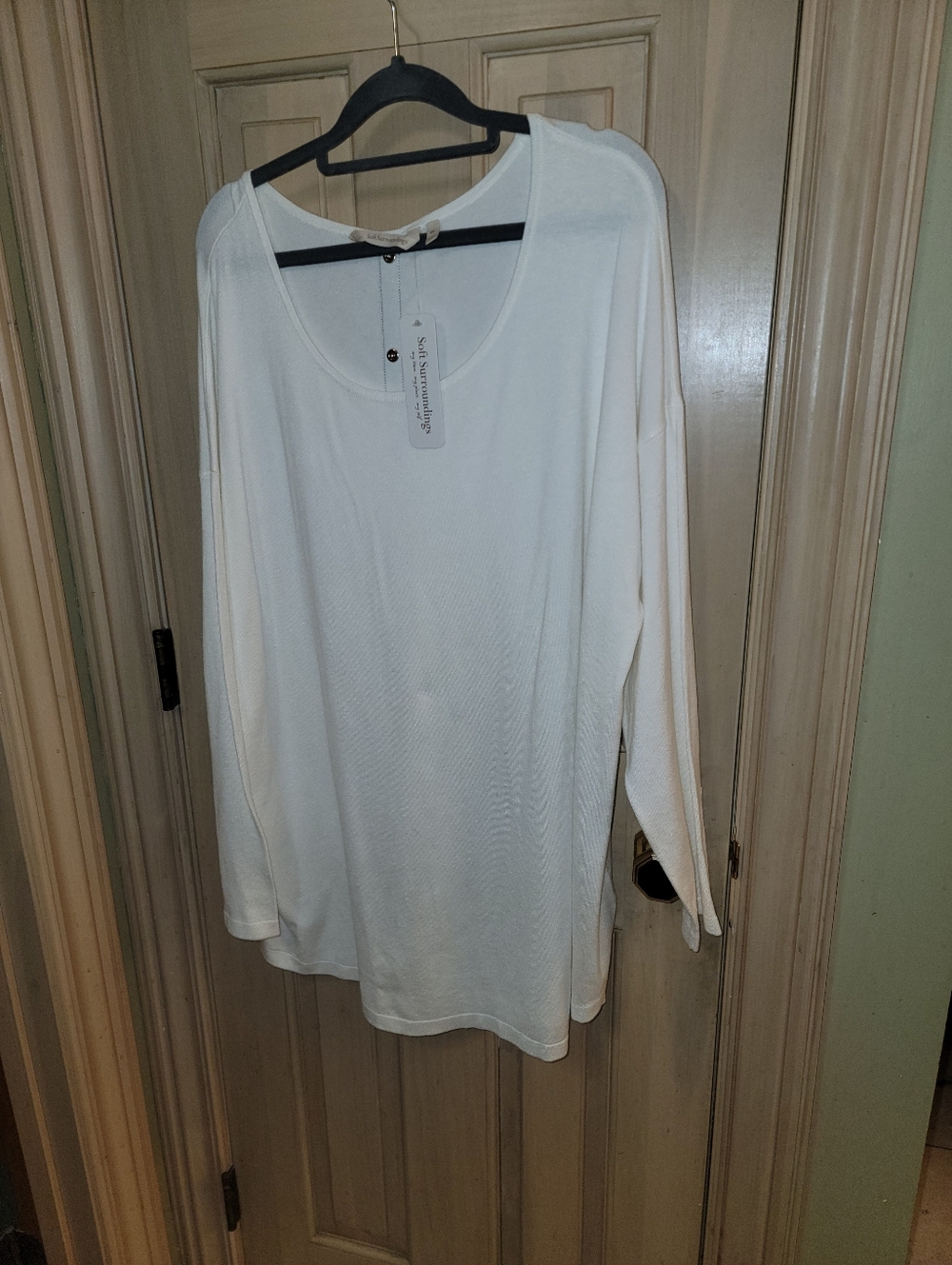 NWT Soft Surroundings White Sweater Buttons On Back Womens Plus Sz 2X